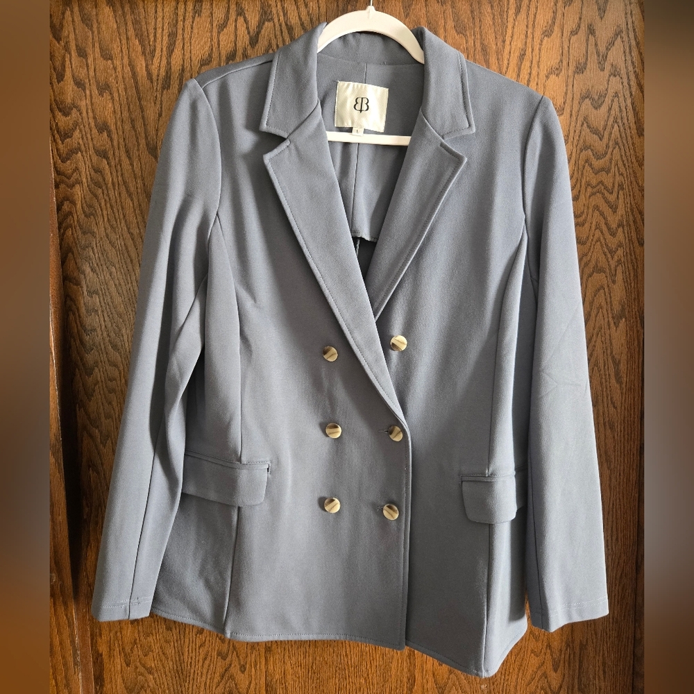 NWOT Betabrand Dusty Blue Haze Double-Breasted Blazer Size Large